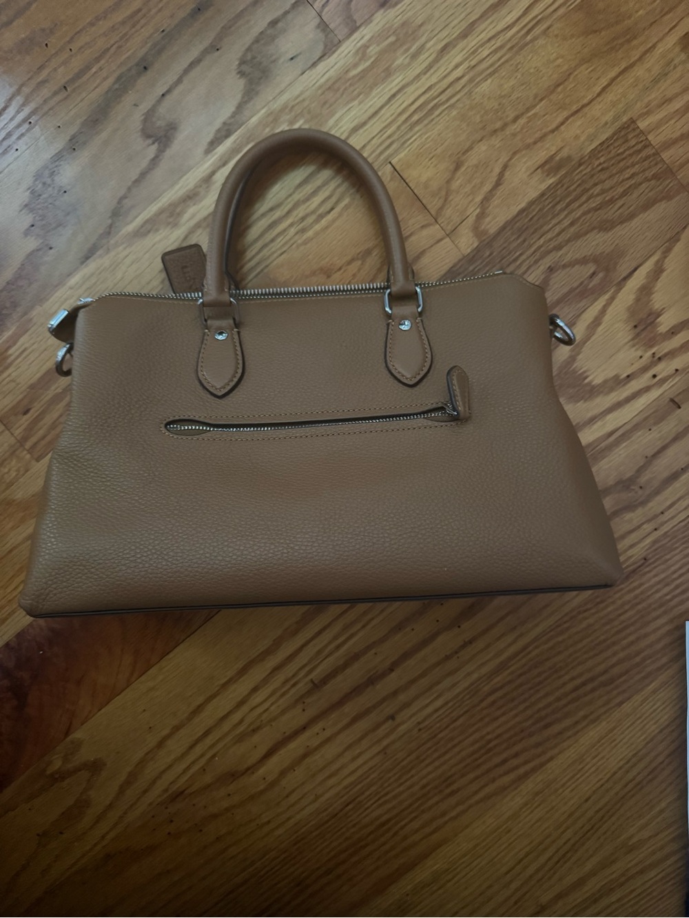 Leather Top-Handle Satchel in Camel